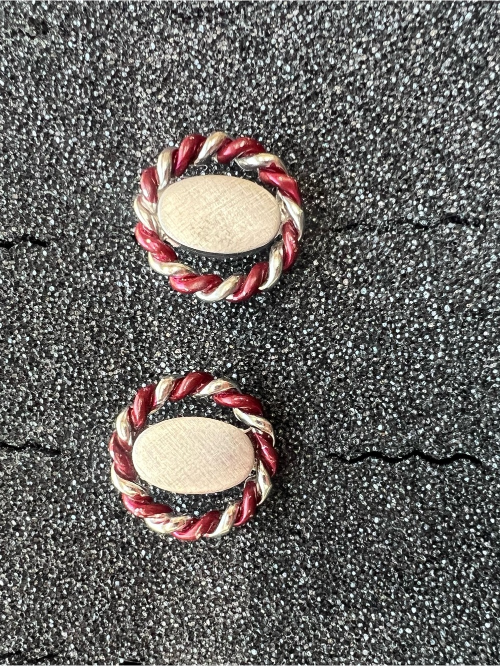 Vintage Swank Red Enamel Rope-twist Cufflinks